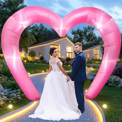 Arche gonflable cœur LED 2,7m rose pour décoration de mariage - 6