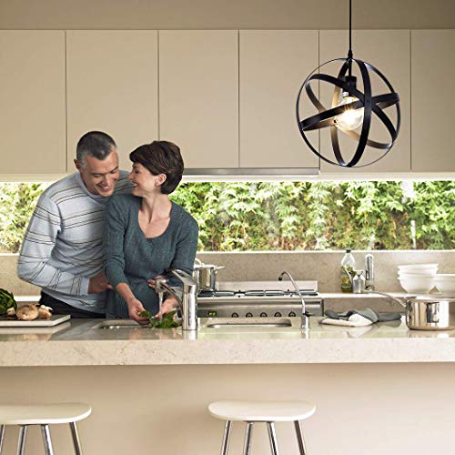 Giggi Black Ceiling Light, Modern Industrial Ceiling Lights with Adjustable Shape & Length, Round Pendant Light Fixture with E27 Fitting, Ceiling Lights Living Room Kitchen Bedroom Lounge Hallway - Image 6
