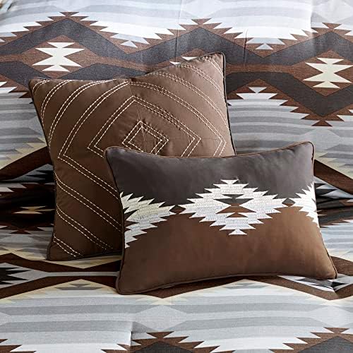 Woolrich Rustic Lodge Cabin Comforter Set - All Season Down Alternative Warm Bedding Layer and Matching Shams, Oversized Queen, Bitter Creek, Grey/Brown - Thumbnail 2