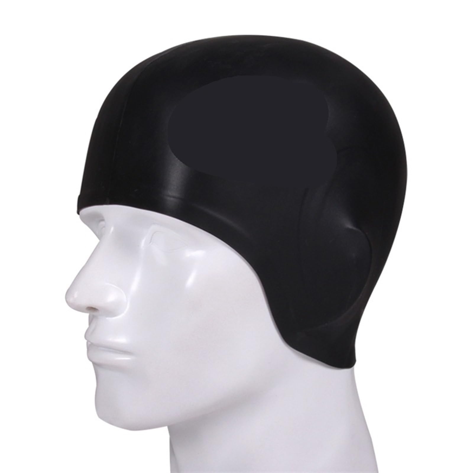 Gorro de natación de silicona para adultos, unisex, impermeable, protege las orejas, gorro de buceo largo (gris claro)