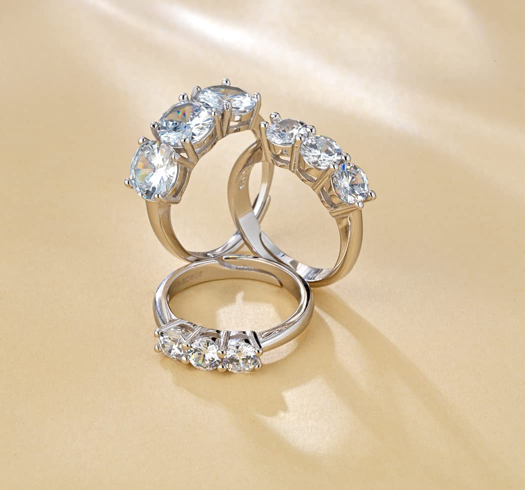 Donipreziosi Anello Trilogy Donna in Argento 925 Rodiato con Zirconi Bianchi Taglio Brillante, Made in Italy – Taglia Regolabile, Nickel Free – Idea Regalo Fidanzata, Moglie, Anniversario