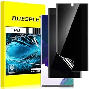 QUESPLE for Samsung Galaxy Note 20 Ultra Privacy Screen Protector [2 Pack], Anti-Spy Support Fingerprint Unlock Galaxy Note 20 Ultra Screen Protector Film, Full Coverage Flexible TPU Protector
