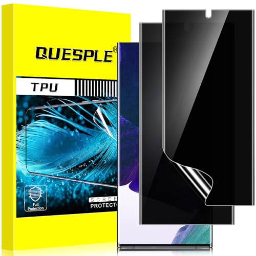 QUESPLE for Samsung Galaxy Note 20 Ultra Privacy Screen Protector [2 Pack] Anti-Spy Support Fingerprint Unlock Galaxy Note 20 Ultra Screen Protector Film Full Coverage Flexible TPU Protector