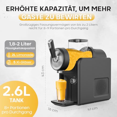 Slush Maschine mit 5 Programmen (1,8L) Slushies Softeis Milchshakes Frozen Cocktails Frappés, 30 Min Zubereitungszeit, kein Eis notwendig, Behälter spülmaschinengeeignet (Graphitgrau, Medium) – Bild 3