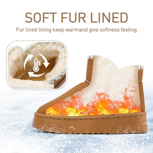 Womens Boots Classic Genuine Suede Leather Snow Winter Boots, Platform Anti-Slip Womens Fur Boots with Memory Foam, Lightweight Ankle Boots Comfort Fuzzy Slippers Shoes2