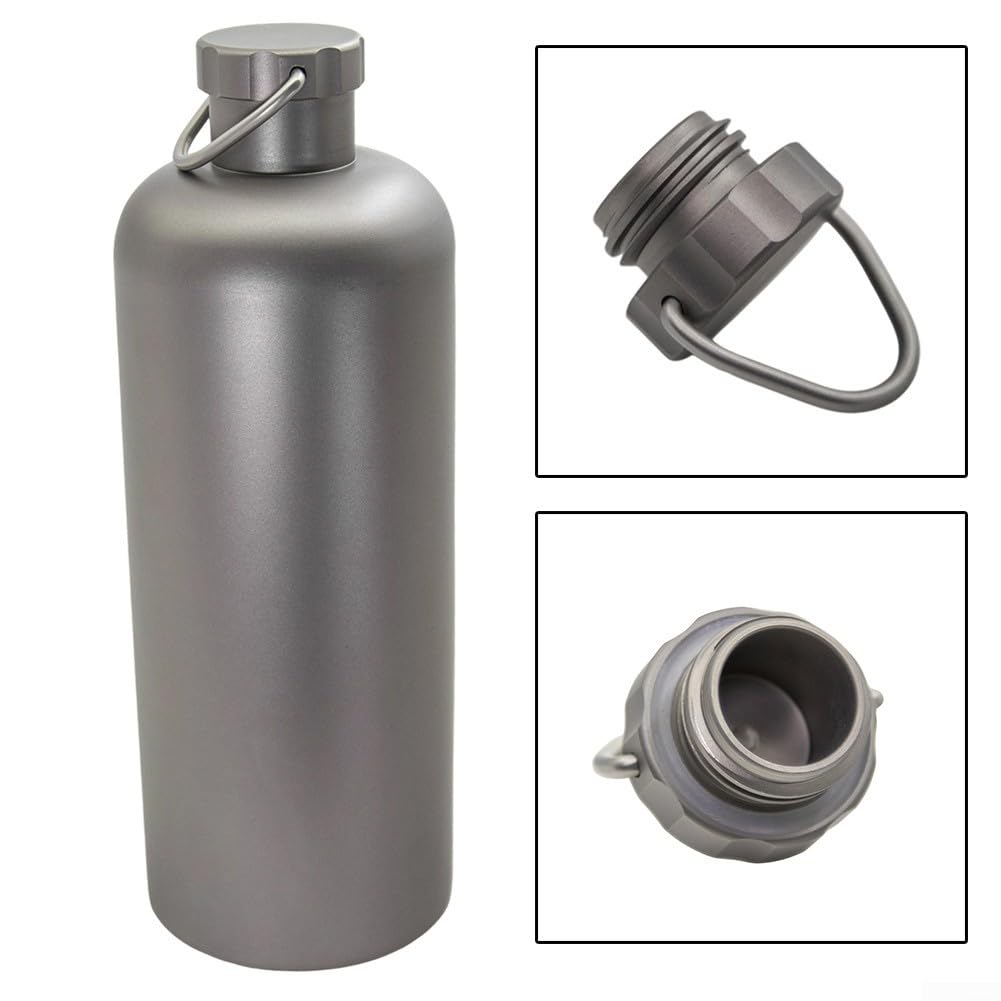 Bouteille d'eau en titane non revêtue de 600 ml légère et résistante à la rouille pour voyage, randonnée, camping, cyclisme et pique-nique