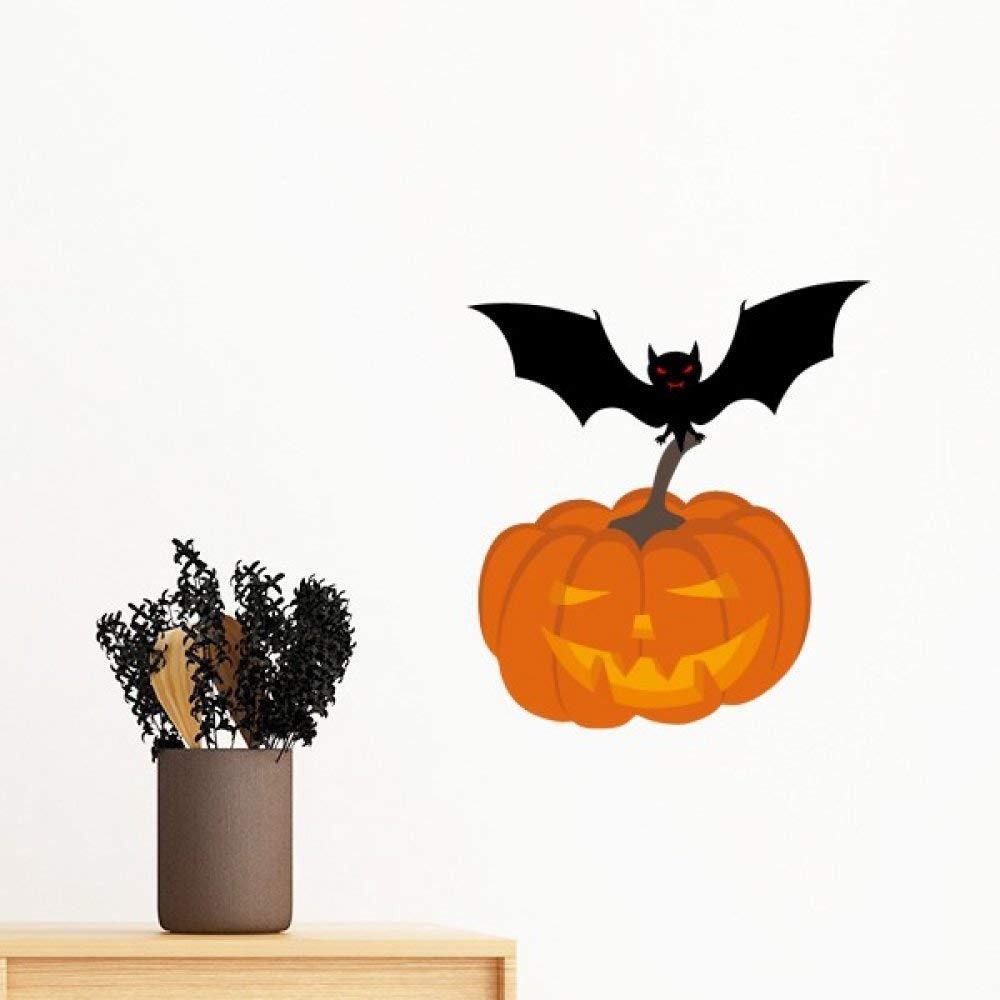 Sticker mural Halloween citrouille amovible 100cm sans trace pour décoration murale