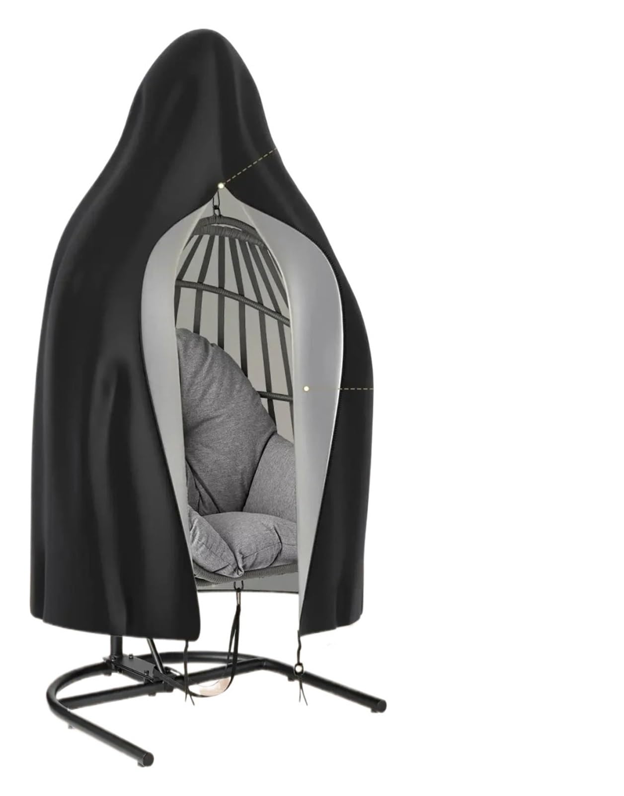 Gsjnhy Black Egg Chair Cover Hanging Egg Chair Cover, Waterproof Patio Covers Heavy Duty With Zipper & Drawstring, 210D Oxford Garden For Swing Hammock
