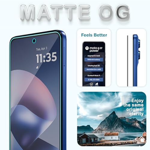Image of FIRST MART Matte Anti-Glare Tempered Glass for Motorola G37 Power and G37 With Installation Kit | Military-Grade Gaming Screen Protector & Cable Guard | Edge to Edge Coverage | Black