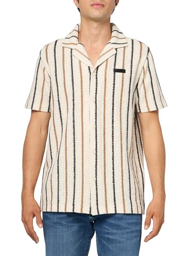 KARL LAGERFELD Men's Knit Short Sleeve Button Front Woven Dress