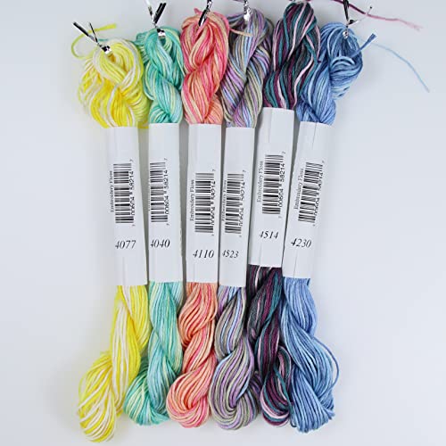 Image of KCS Big skeins of 25 Meters Size 25 Color Variegated Cross Stitch Stranded Threads,6 skeins,14