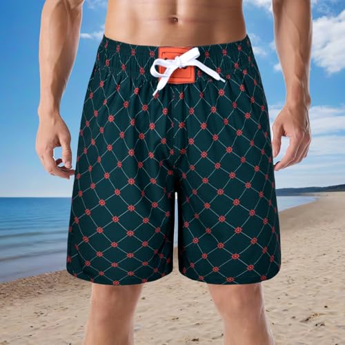Men's Bathing Suit Quick Dry with Pockets Soft Relaxed Fit Boho Board Shorts with Liner