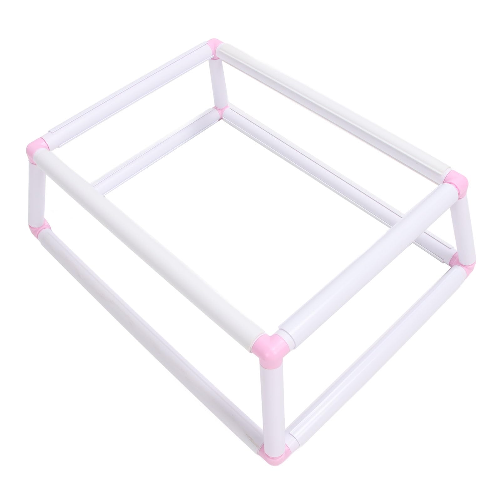 Uchwyt na ramkę do haftowania Dwuwarstwowy klips na tamborku do haftu krzyżykowego Plastikowy podręczny stojak na ramki (Pink)