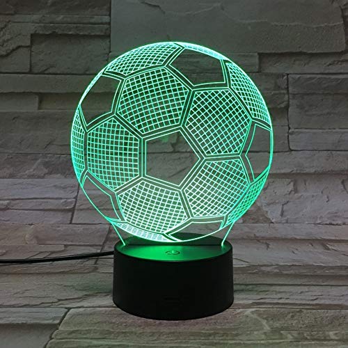 Lámpara de noche 3D fútbol 7 colores con control remoto miniatura 6