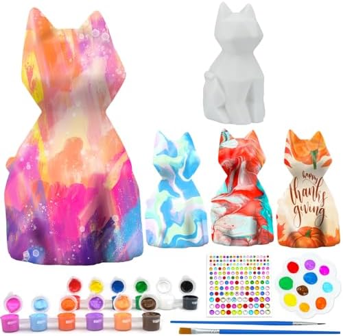 Paint Your Own Cat Lamp Kit 1pcs, Diy Geometric Cat Art Craft Painting Kits for Girls Boys, Art Crafts for kid age 4 5 6 7 8 9 10 11 12+, Art Supplies Creative Gifts for Halloween, Birthday, Party