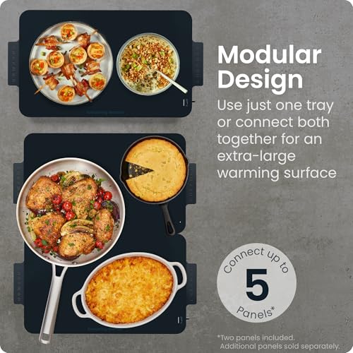 Image of Chefman Everything Warmer Electric Warming Tray, 20 inch x 16 inch Modular Expanding Design, Graphene Full-Surface Heating, Food Warming Mat for Parties, Gatherings & Daily Use, Two Tempered Glass Panels