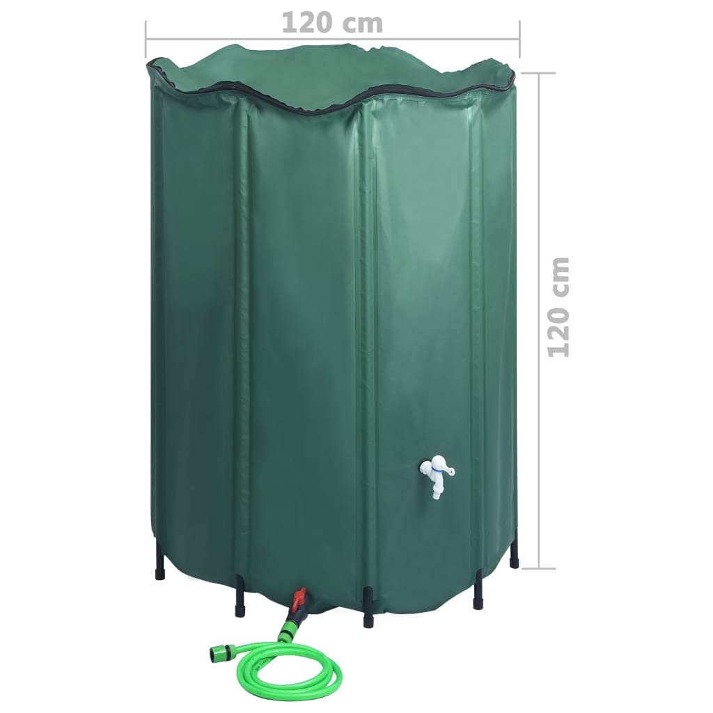INLIFE Depósito de agua de lluvia plegable con grifo 1500 L
