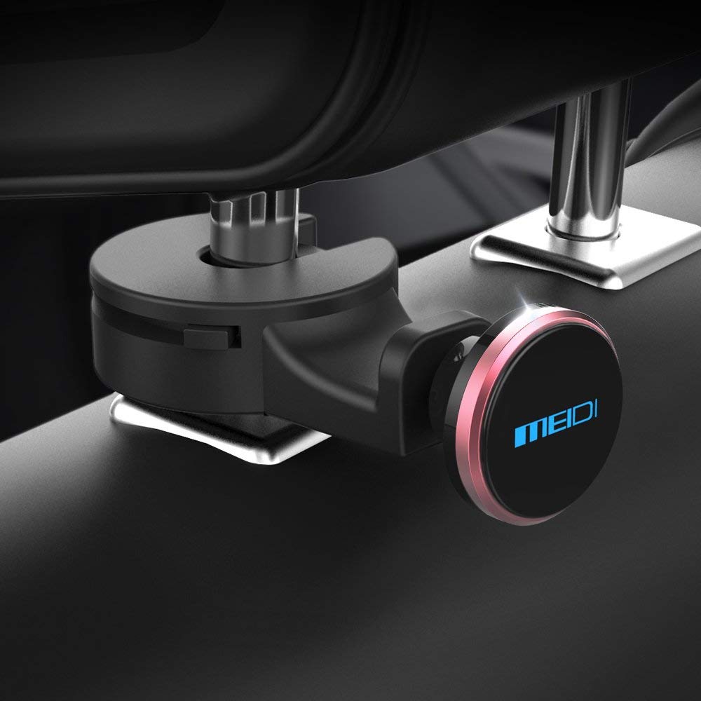 Phone Holder Case MEIDI Car Back Seat Headrest Mount, Car Magnetic Stand Snap-on Cell Phone Holder Hook Car Backseat Purse Hanger Hook Baby Kids Car Headrest Grip Mount Universal Organizer (Silver-2pa