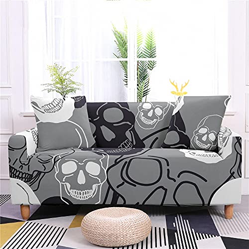 Himlaya 3D Elastico Copridivano Protettore Antiscivolo ideale Custodie Copre Proteggi, per Poltrone Divano 1 2 3 4 Posti Salotto Sofa Mobili (Schema teschio 9,2 posti: 145-185cm)