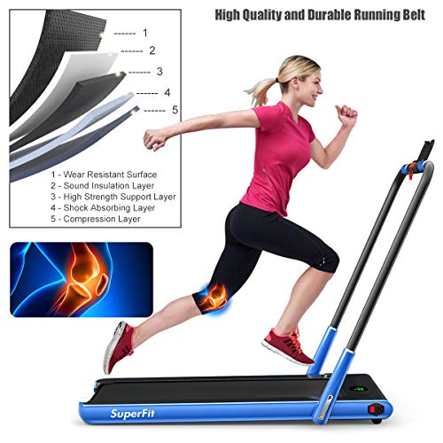 Image of GYMAX Walking Pad, 2 in 1 Free Installation Under Desk Treadmill with Smart App, Remote Control & LED Display, 2.25HP Foldable Portable Compact Running Machine for Small Spaces Home Office