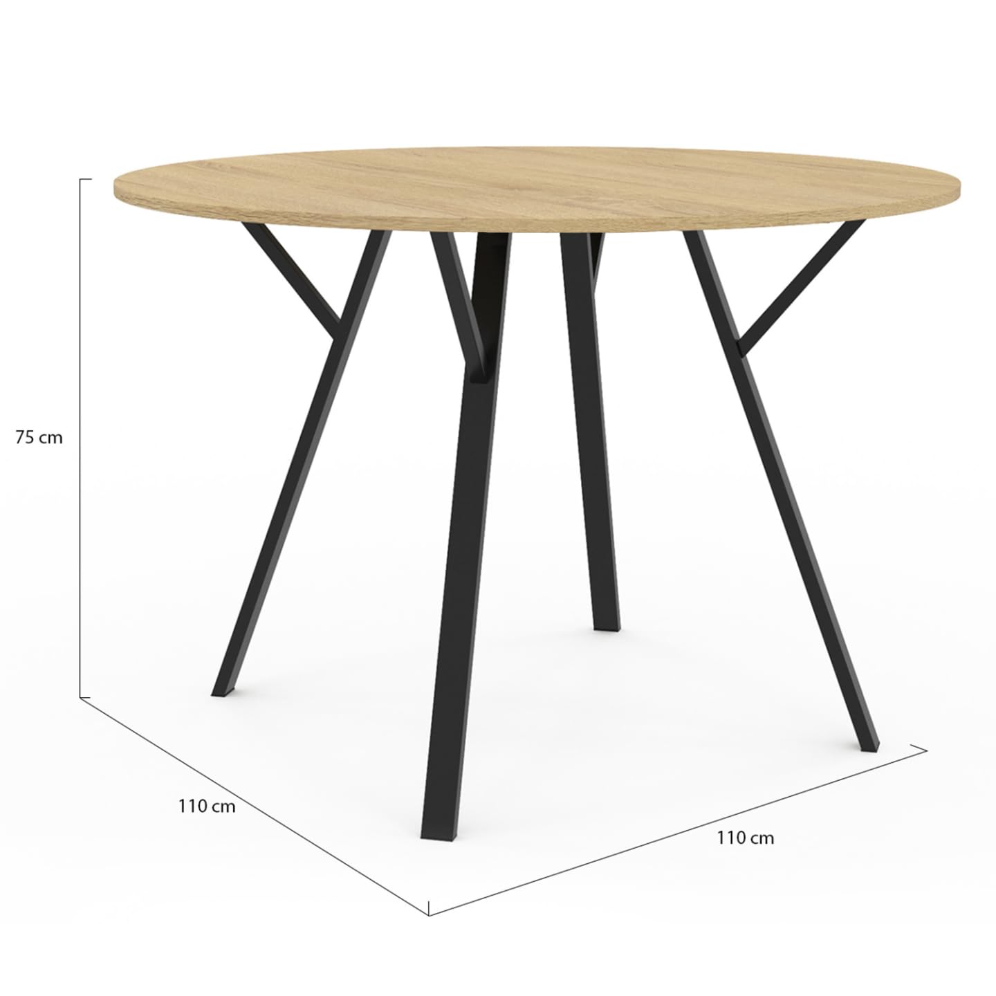 IDMarket - Mesa de comedor extensible YSEULT 6 personas madera y negro diseño industrial 110 cm
