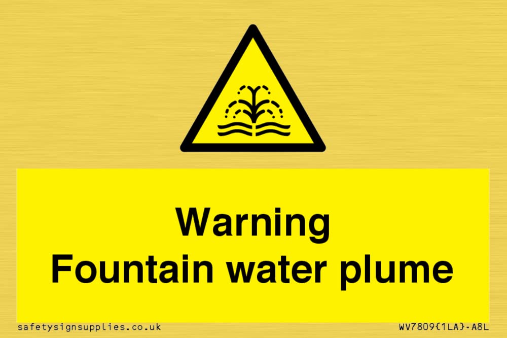 Warning Fountain water plume Sign - 75x50mm - A8L