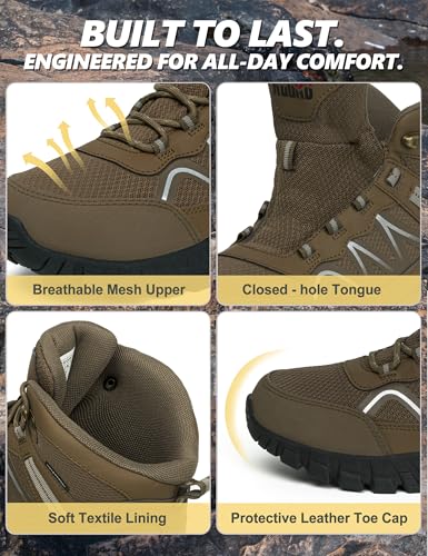 Image of R CORD Women's Hiking Boots, Waterproof Lightweight Trail Shoes with Non-Slip Grip, Comfortable Mid-Cut Outdoor Boots for Hiking, Camping, Travel & Everyday Adventures