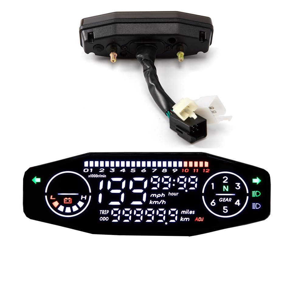 Motorcycle Speedometer, Universal Moto Dashboard Oil Gauge Digital Meters Sensor Set Tachometer Odometer