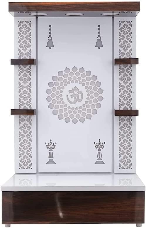 Wooden Temple White LED Light for Home and Office|Home Temple|Puja Mandir|Wall Hanging & Table Top Home Mandir (Size: 48X30X16 in)
