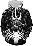Chaos World Men's Novelty Hoodie Realistic 3D Print Pullover Unisex Casual Sweatshirt(L,Spider Alien)