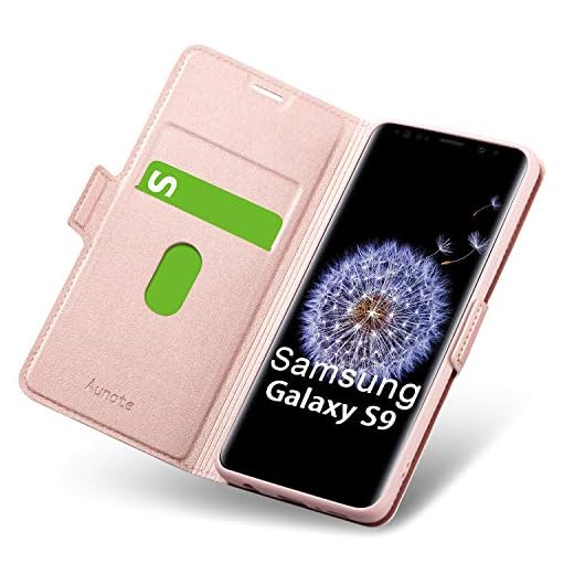 Fodral Samsung Galaxy S9, Fall Samsung S9, Mobilskal Samsung S9 med Korthållare, Magnetisk Stängning, Ställ, Hülle/Handyhülle/Schutzhülle-Fullständigt Skydd Samsung S9, Flip/Folio Phone Case.Rosa Guld