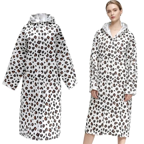 ChAusa Leopardo Transparente Poncho Impermeables, Reutilizable más Grueso poncho Impermeable Mujer, plegable Impermeable Hombre, para Senderismo y Ocio al Aire Libre Vacaciones