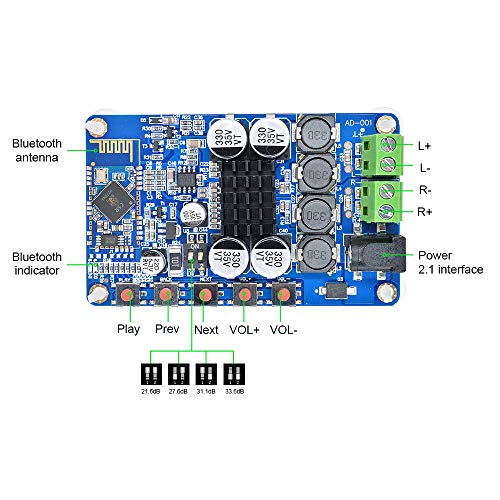 Diymore TDA7492P 50W+50W CSR8635 2x50W Dual Channel Stereo Amplifier DIY Module Wireless Digital Bluetooth 4.0 Audio Receiver Amplifier Board with Heatsink