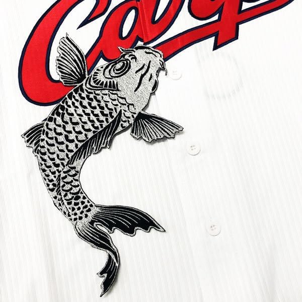 広島 カープ 鯉 白/黒布 左 応援 刺繍 ワッペン