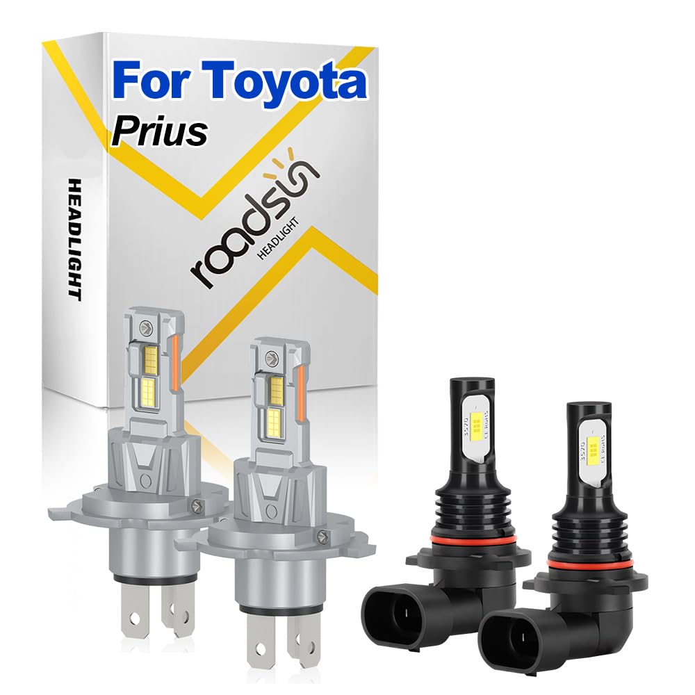 LED Para Faros, 120W, 6000K Blanca, H4 Luz de carretera y luz de cruce, 9006 Luz Antiniebla, Luces LED anti-deslumbramiento, tubo de cobre único, For Toyota Prius 2004-2009