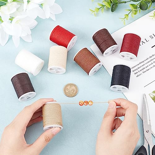 Image of PH PandaHall 108 Yards 9 Colors 1mm Waxed Cords, Waxed Polyester Thread Waxed Beading String Twine for DIY Bracelet Necklaces Waist Beads Jewelry Making Sewing Macrame Supplies, 12 Yards /Roll