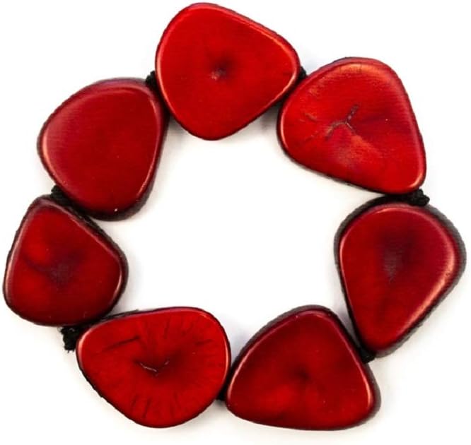 Earth Accessories Organic Tagua Nut Women's Stretch Bracelet Handmade Fair Trade Colorful Bangle Large Beaded Bracelets for Women in Multiple Colors