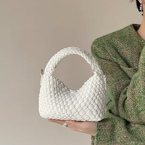 Image of Woven Crossbody Bag Small Tote Cute Purse for Women,Top Handle Handbag Pu Leather Shoulderbag with Detachable Strap