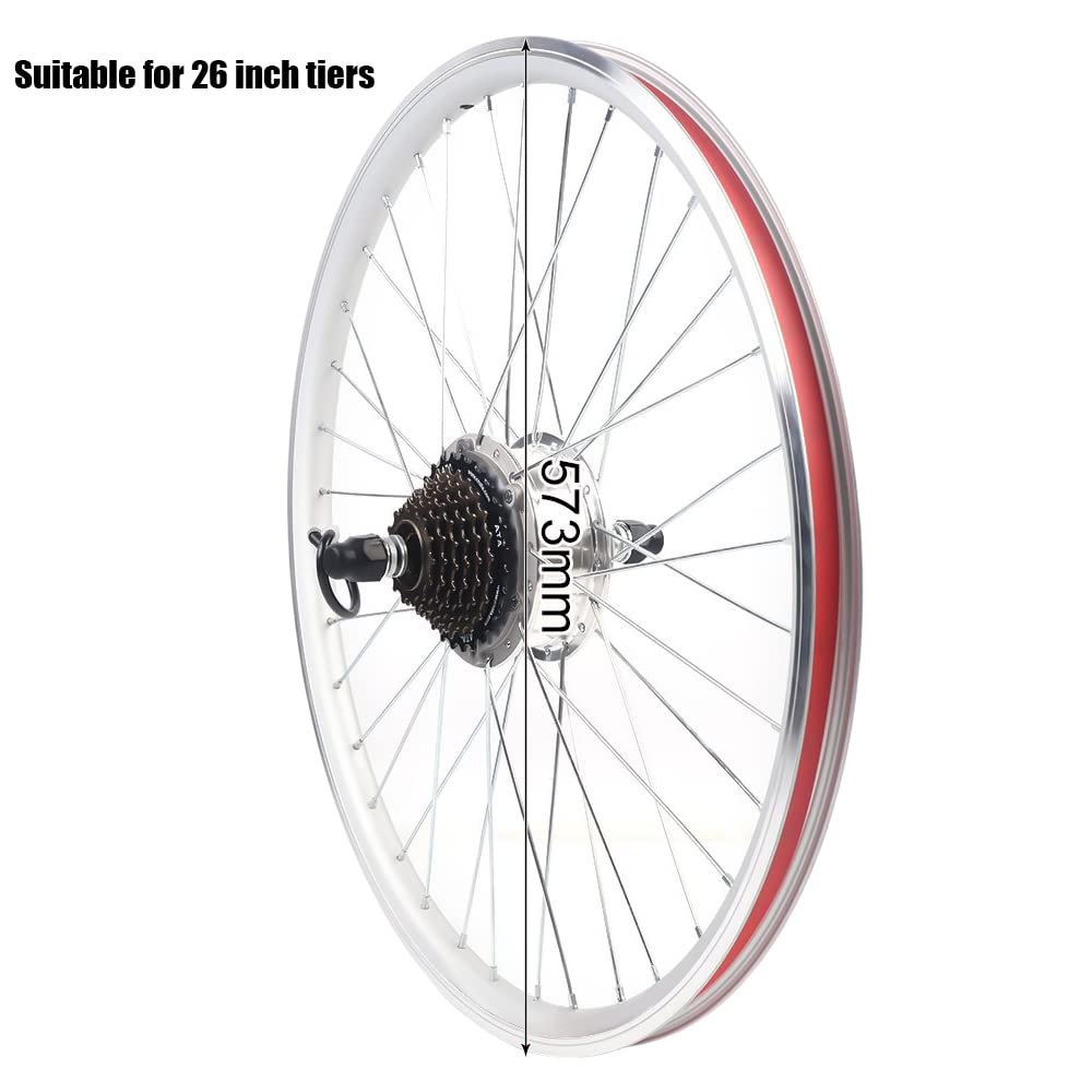 Kit Conversion Vélo Électrique 26 Pouces 36V 250W, Moteur Roue Arrière Brushless avec Écran LCD, Capteur Pas, Accélérateur Pouce, Frein Coupure, Roue Libre 7 Vitesses, V-Brake/Frein Disque