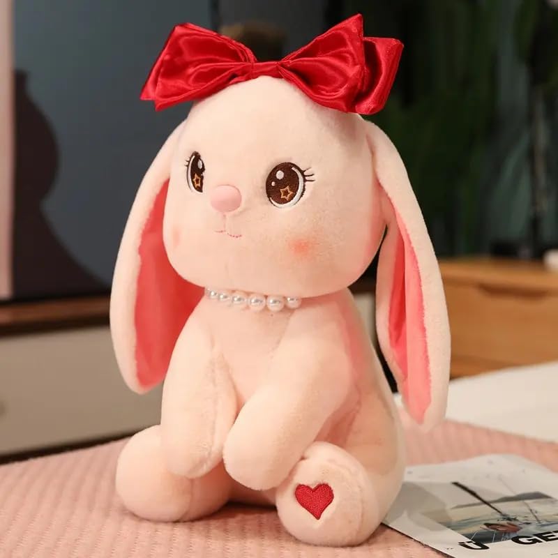 Image of SCOOBA Furry Heart Rabbit 35cm White and Baby Pink Color (Heart Rabbit)
