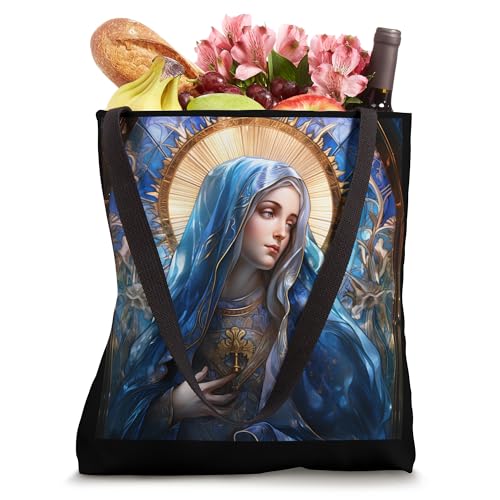 Bolso tote con vitral de la Virgen María Bendita miniatura 4