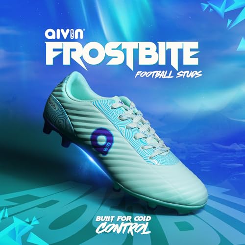 AIVIN Frostbite Football Shoes for Men & Boys | Lightweight Anti-Slip | Reinforced TPU Outsole | Cushioned Insole | Ribbed Surface for Enhanced Control | Aggressive Bladed Studs ( Size 3-10) (Mint Green/Purple, UK Footwear Size System, Adult, Men, Numeric, Medium, 8) - Image 3