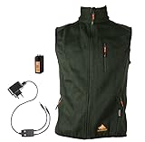 ersatzakku alpenheat weste Beheizte Weste, besteht aus gestricktem Fleece, ideal als warmer Unterzieher, großflächiges Heizelement im Rückenbereich aus flexibler und hoch beanspruchbaren thermischer Kunststofffaser, waschbar bis 30°C, Frabe: melange grün, 6 Größen