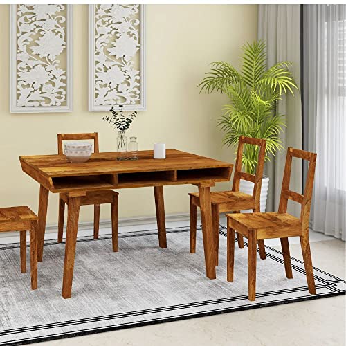 Priti 4 Sheesham Seater Dining Table Wood Dining Table 4 Seater Set for Living Room Home | Dining Table Sets 4 Seater | Dining Table Room Sets | Dining Table Furniture |Solid Honey Wood 4 Seater Dining Table.(chairs not included)