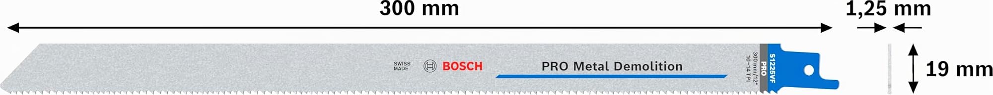 Bosch 5x Lame de scie sabre PRO Metal S1225VF Demolition (pour Profilés et tuyaux en métal, Métaux non ferreux, Longueur 300 mm, Professional Accessoire Scie sabre)