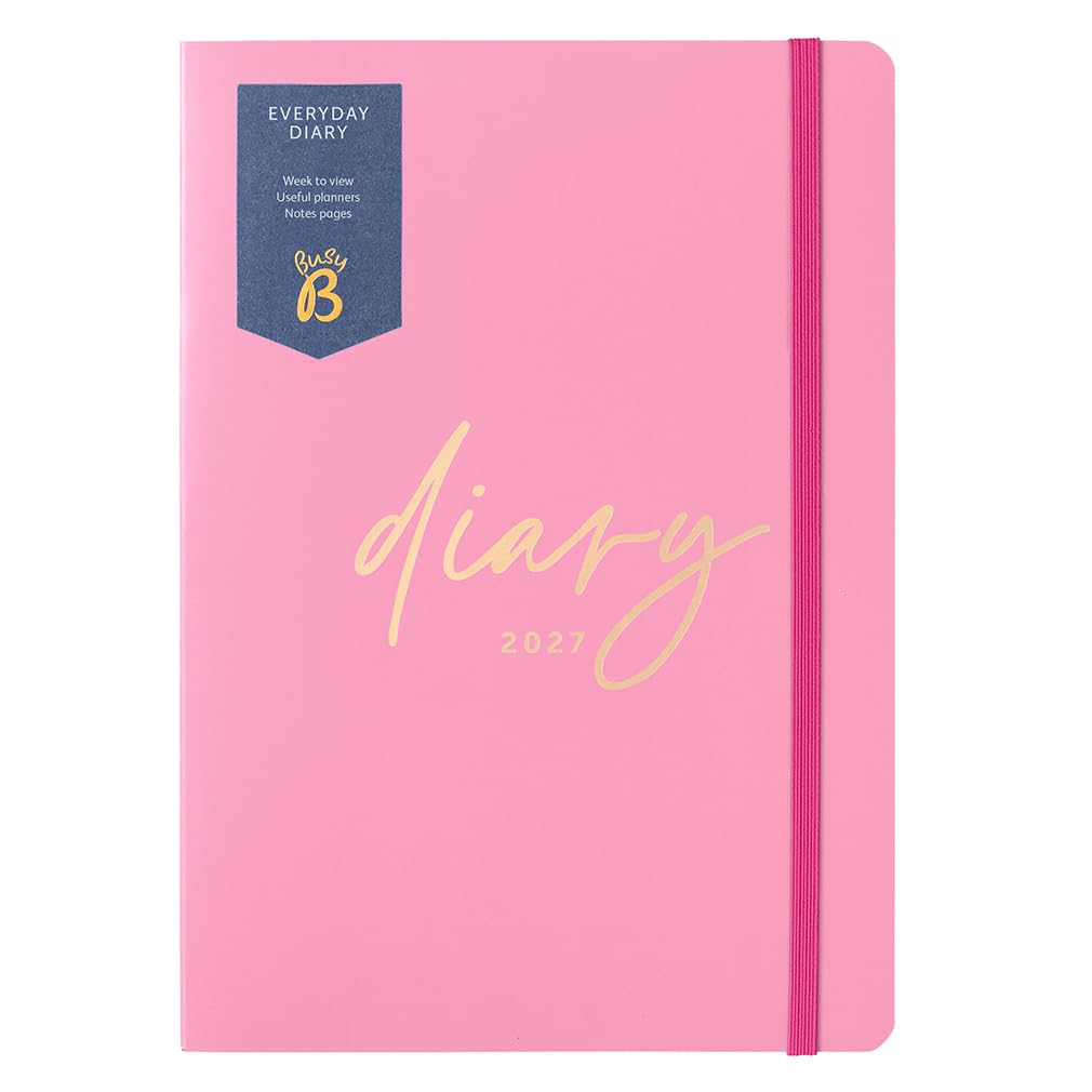 Busy B A5 2027 Weekly Planner Diary - Hot Pink - Notes & Elastic Closure — image 1