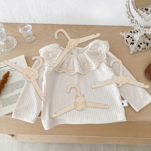 20 Piezas Perchas de Madera para Bebé y Niño, Antideslizantes Perchas de Bebé para Ropa para Infantiles con Forma de Animales, para Ropa, Chalecos, Blusas, Pantalones