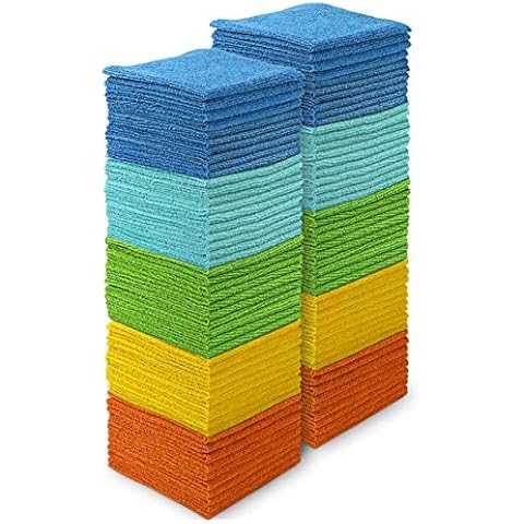 AIDEA Microfiber Cleaning Cloths-100PK, Soft Absorbent Rags for Cleaning, Lint-Free Towels Cleaning, Kitchen Towels, Microfiber Dusting Cloth for Home, Car, Window, Cleaning Supplies-12in.x12in. Cover
