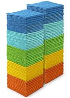 AIDEA Microfibre Cloth Pack of 100, Multifunctional Reusable Microfibre Cleaning Cloth, Lint Free Streak Free Washable Cloth Duster for House, Kitchen, Car, Motorbike,Windows 30 x 30 cm