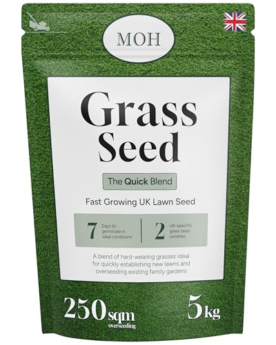 Grass Seed Quick Blend 5kg Fast Growing UK Lawn Seed for Overseeding Patch Repair & New Lawns